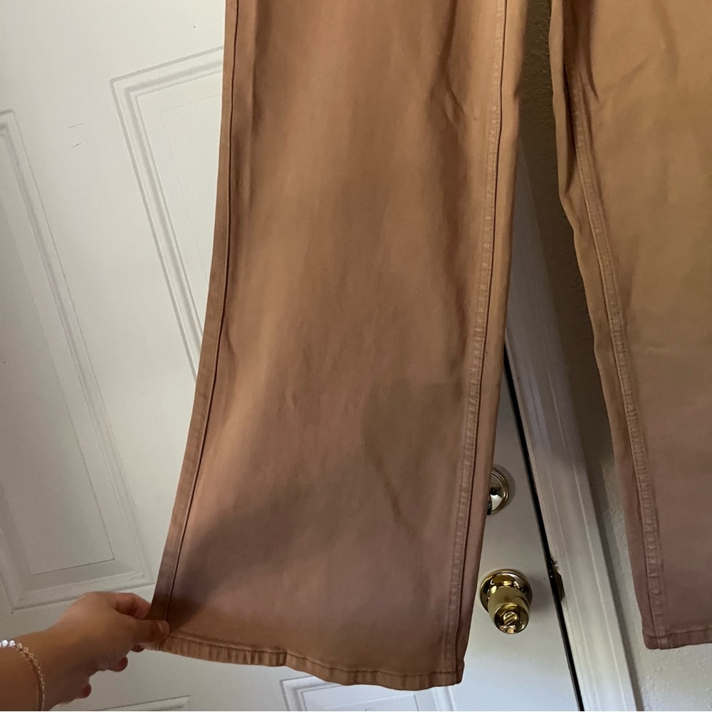 SOLAI brown denim cotton spandex stretch wide leg jeans pants - Picture 3 of 6
